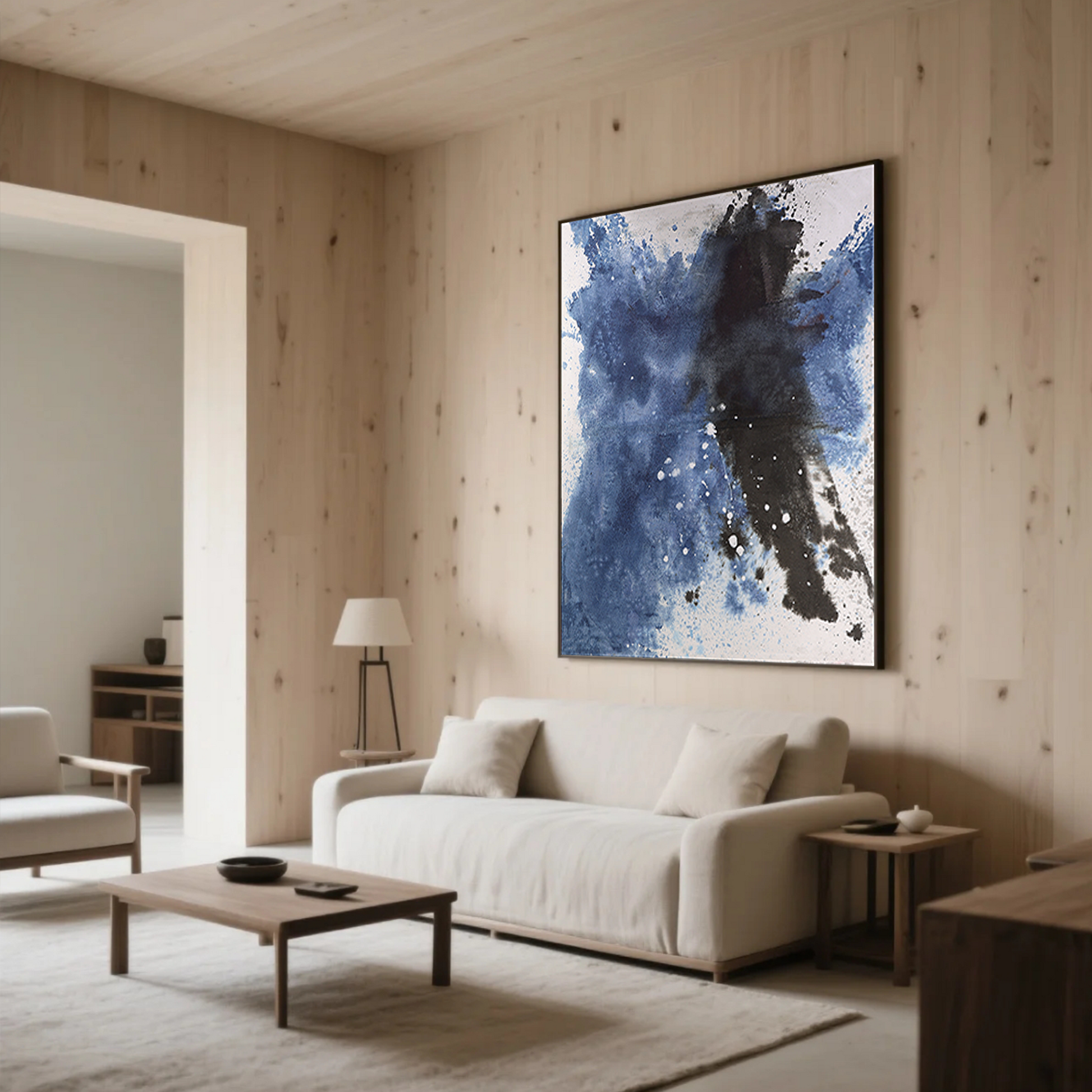 Black And Blue Abstract Art | Minimalist Abstract Art | Modern Wall Decor Art | Large Canvas Art #DF053