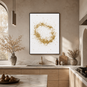 Abstract Gold and White Textured 3D Relief Vertical Wall Art for Living Room
