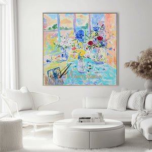 Colorful Wall Art | Flower Vase Painting | Floral Art Wall | Canvas Art Wall Decor #DF038