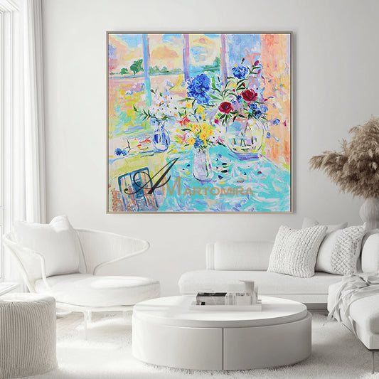 Colorful Wall Art | Flower Vase Painting | Floral Art Wall | Canvas Art Wall Decor #DF038