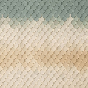 Sage Green and Beige Scallop Pattern Canvas Art - Hand-Painted 3D Relief