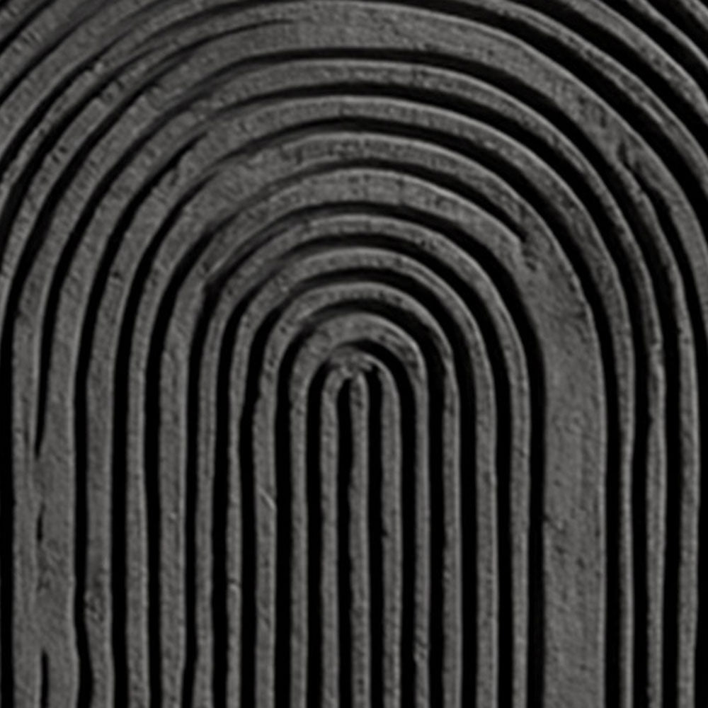 Black and Dark Medium Grey Abstract Textured Geometric Wall Art, Minimalist Modern Curved Lines 3D Relief Artwork for Contemporary Living Room Bedroom Office Dining Hallway, Neutral Tone Non Representational Decor
