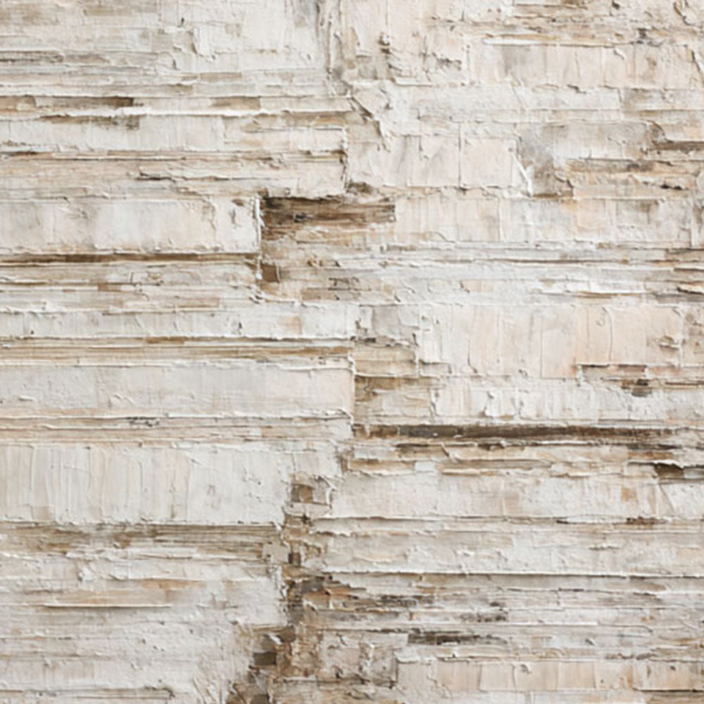 Minimalist Neutral Abstract Textured Canvas Wall Art for Modern Home Decor, Impasto Paint with Thick Brush/Knife Stacked Layers, Beige White Brown Earth Tone Block Pattern, Framed Wabi-Sabi Inspired Wall Decor for Living Room Bedroom Office Hallway