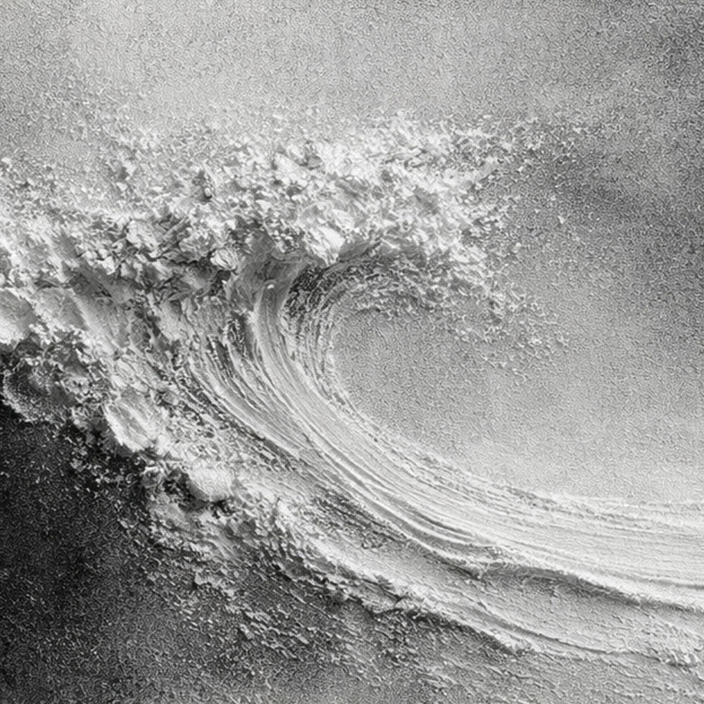 Black and White Textured Abstract Ocean Wave Impasto Wall Art Minimalist Modern Coastal Decor Frameless Option for Living Room Bedroom Office Hallway Dining Room