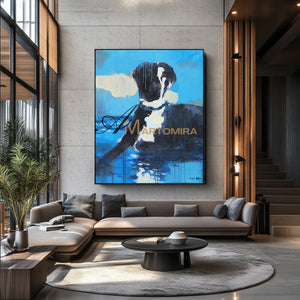 Animal Wall Art | Blue And Black Wall Art | Dog On Painting | Modern Abstract Art #DF040