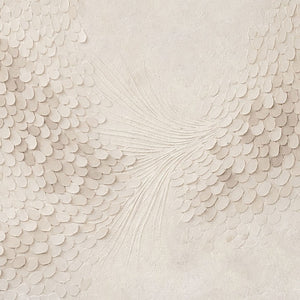 Minimalist Soft Beige & White Abstract Wall Art with Subtle Textured Scale-Like and Feather-Inspired Relief, Modern Neutral Decor Piece for Elegant Contemporary Home and Office Spaces, Enhancing Serene Atmosphere