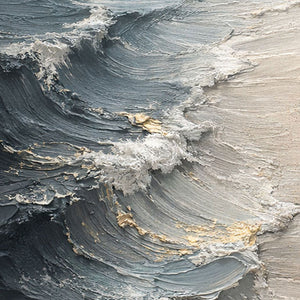 Textured Blue Beige White Coastal Beach Ocean And Sky Impasto Wall Art Abstract Neutral Decorative Artwork Modern Minimalist Landscape Painting For Living Room Bedroom Office Dining Room