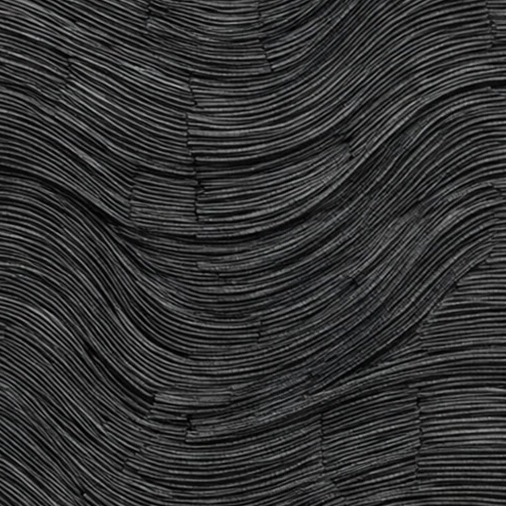 Modern Minimalist Dark Grey Black Abstract Textured 3D Relief Wave Line Wall Art for Office Hallway Living Room Bedroom Dining Room
