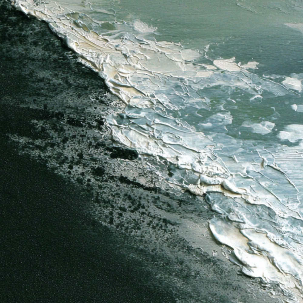 Abstract Coastal Ocean Wave Black Sand Beach Thick Impasto Textured Canvas Wall Art Modern Minimalist Decor for Living Room Bedroom Office Hallway Dining Room