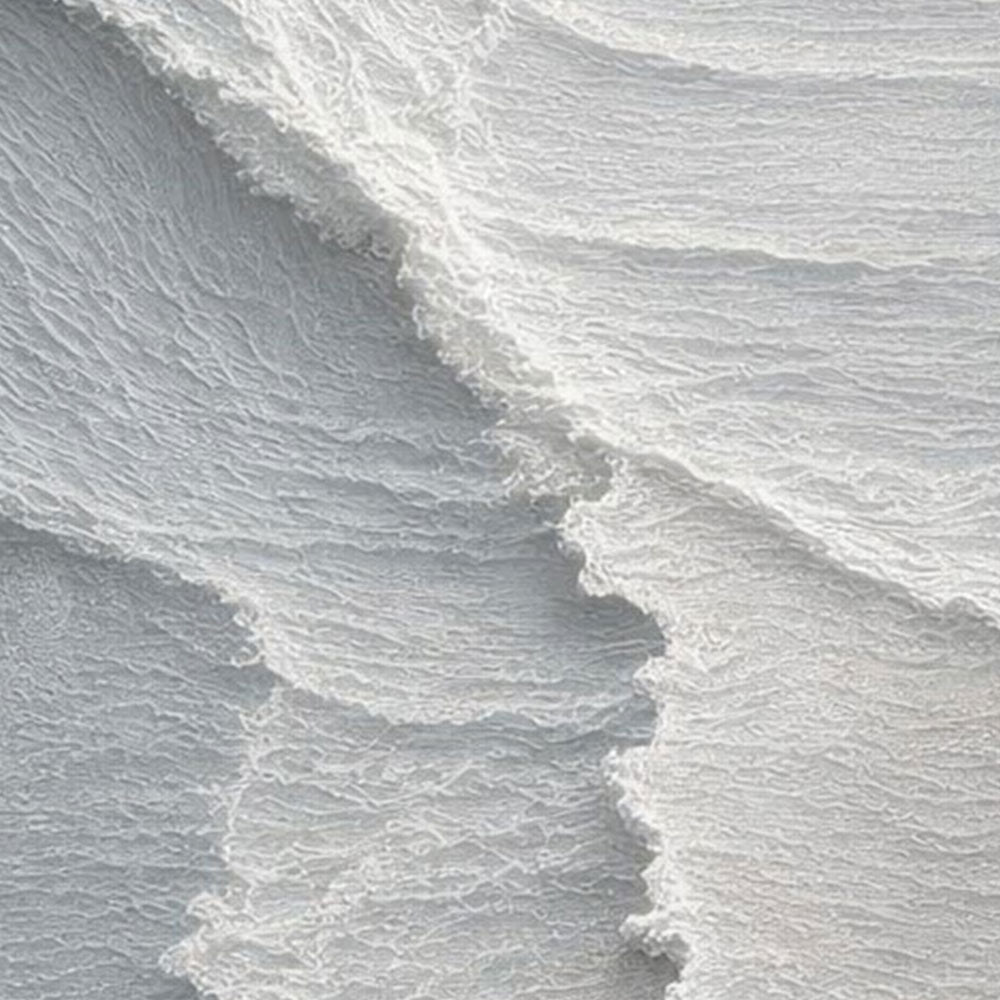 Minimalist Abstract White Light Grey Textured Impasto Wall Art – Soft Layered Neutral Waves Calming Modern Home Decor for Contemporary Office, Hallway, Bedroom, Living Room & Dining Room