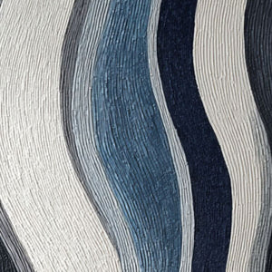 Modern Abstract Black White Blue Grey Curved Geometry Textured Minimalist Wall Art Decor, Large Framed Handmade Wavy Lines Stretched Canvas Artwork for Living Room Bedroom Dining Room Office Home Office Hallway Wall Decor