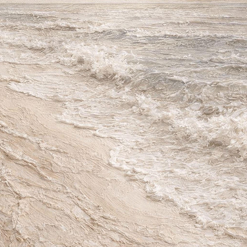 Minimalist Neutral Ocean Wave Textured Wall Art Beige White Grey Abstract Beach Scene Impasto Painting Coastal Artwork for Living Room Bedroom Dining Room Office Hallway