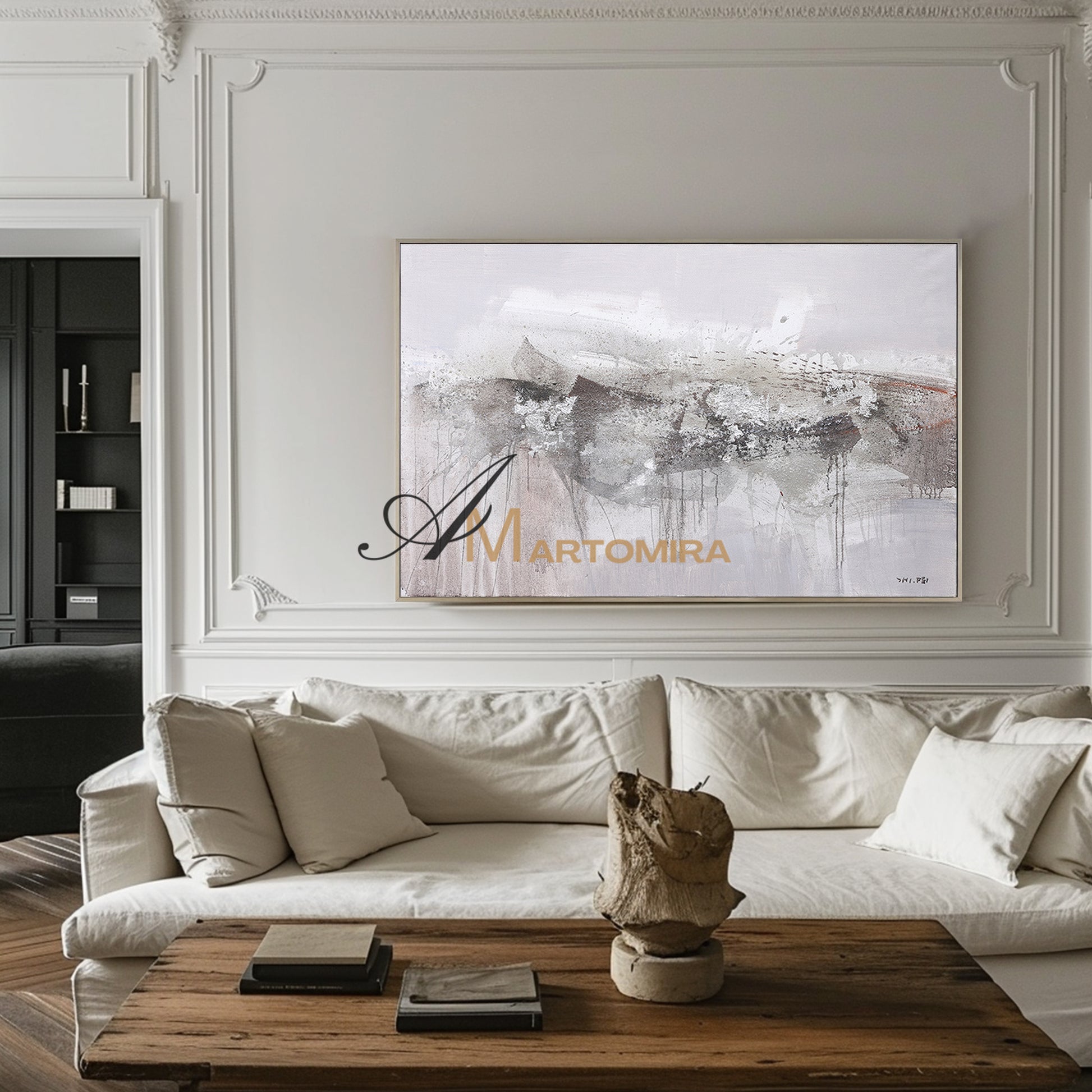 Large Art Canvas | Grey Wall Art | Wabi Sabi Wall Art | Paintings For Living Room #DF027