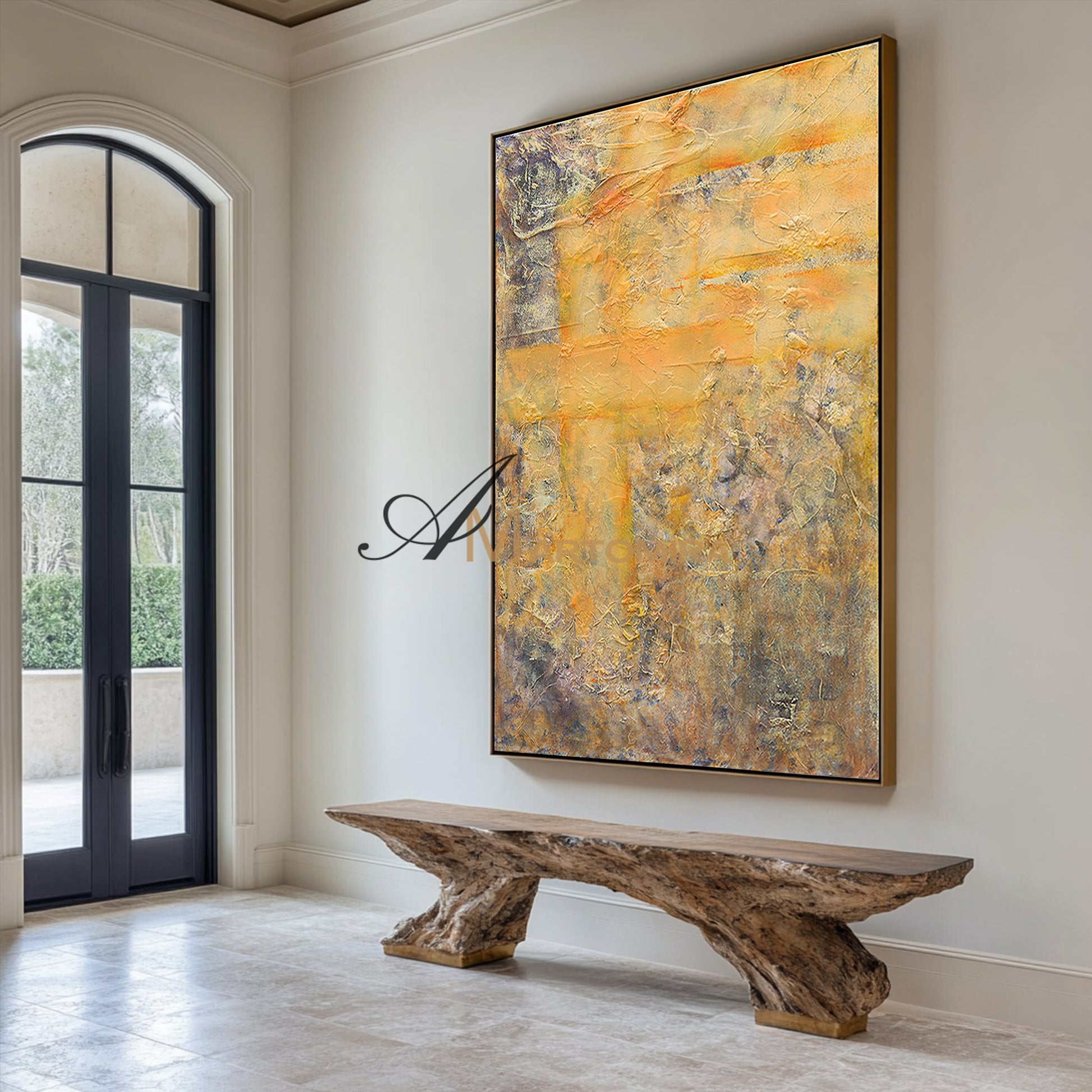 Textured Wall Art | Abstract Textured Canvas Art | Gold Acrylic Paint #DF034