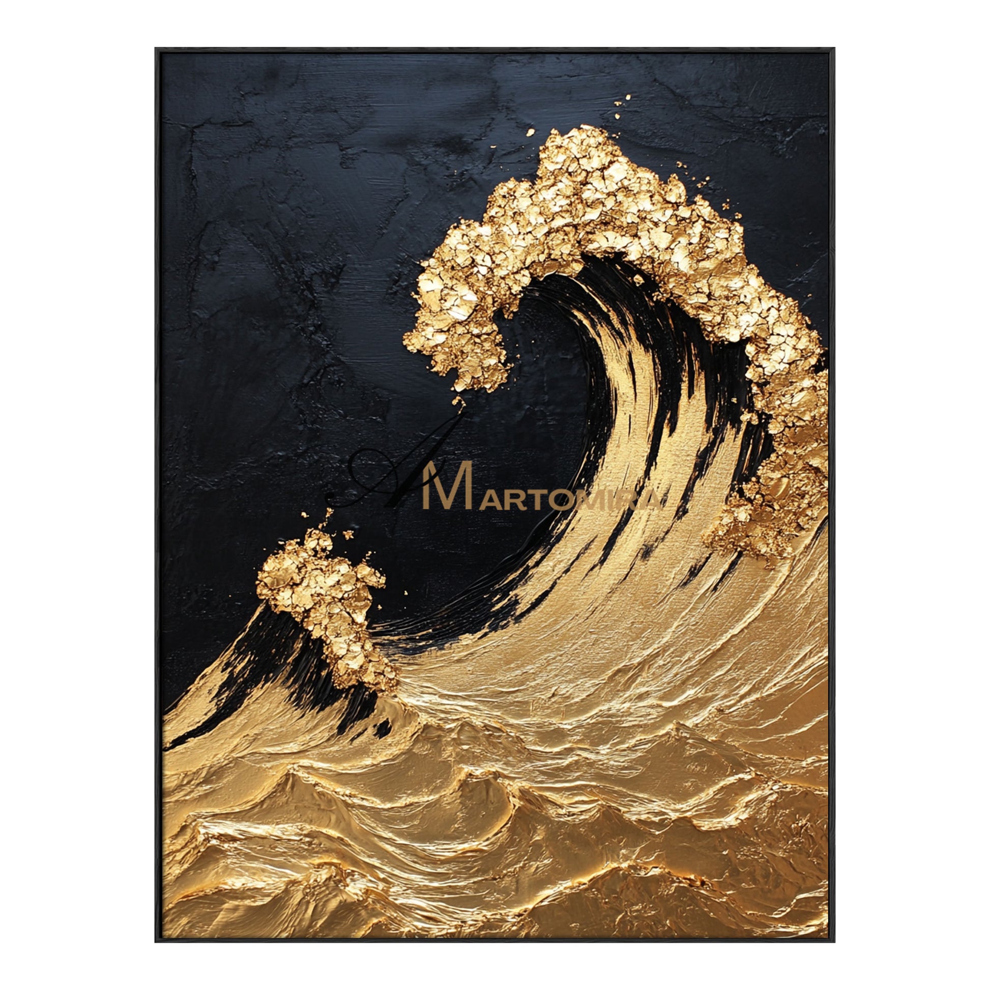 Ocean Wall Art | The Wave Painting | Large Abstract Landscape Wall Art | Gold Wall Art #POS057