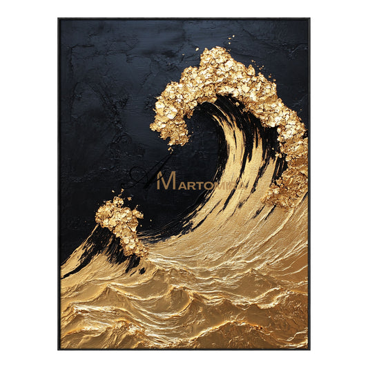 Ocean Wall Art | The Wave Painting | Large Abstract Landscape Wall Art | Gold Wall Art #POS057