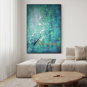 Blue Green Art | Green Abstract Art | Modern Abstract Wall Art | Canvas Art Wall Decor #DF062