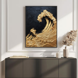 Ocean Wall Art | The Wave Painting | Large Abstract Landscape Wall Art | Gold Wall Art #POS057