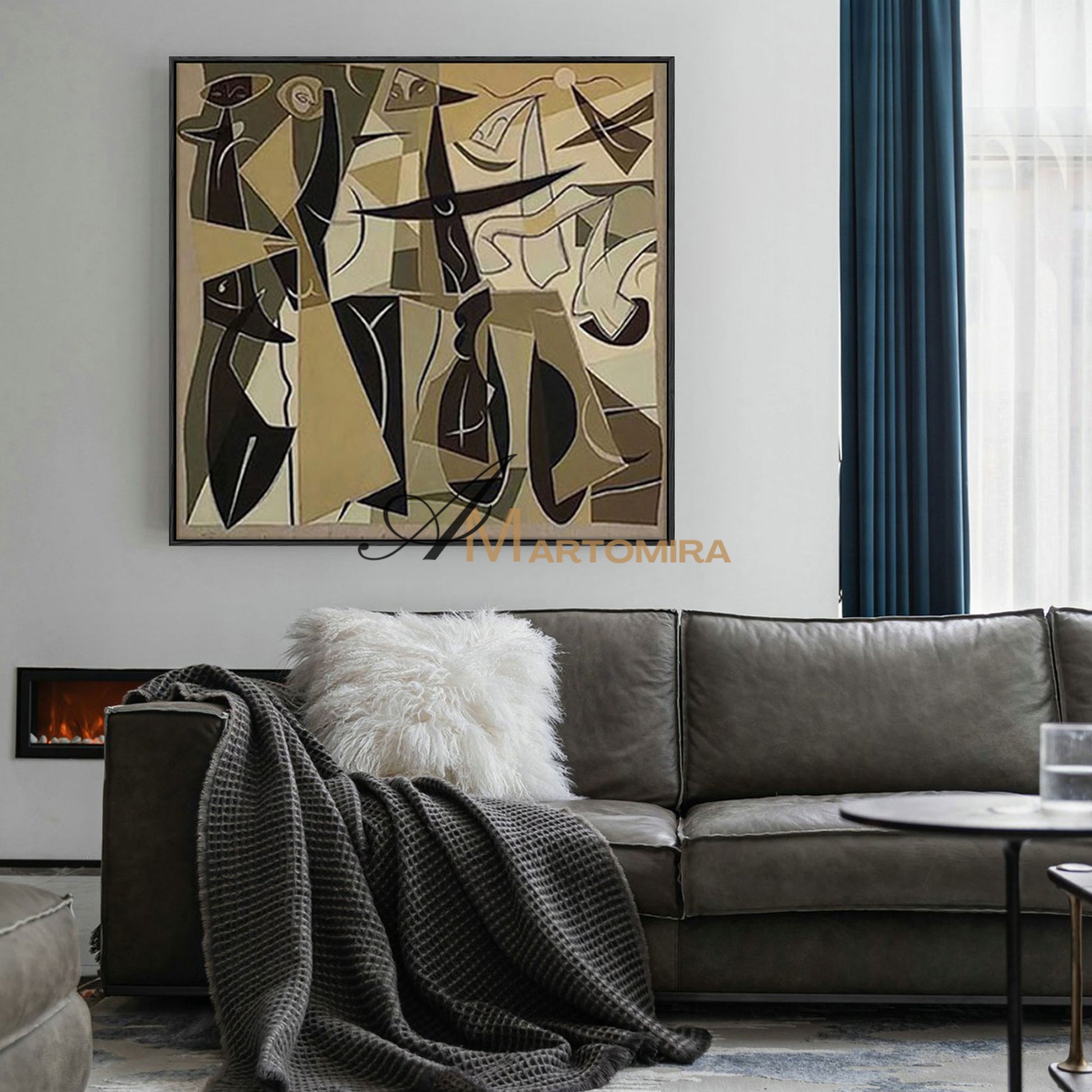 Large Abstract Wall Art | Abstract Geometric Art | Picasso Style Paintings #MF007