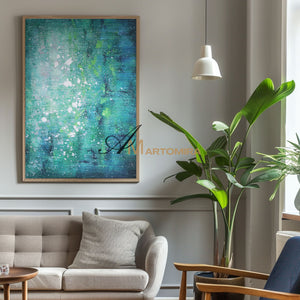 Blue Green Art | Green Abstract Art | Modern Abstract Wall Art | Canvas Art Wall Decor #DF062