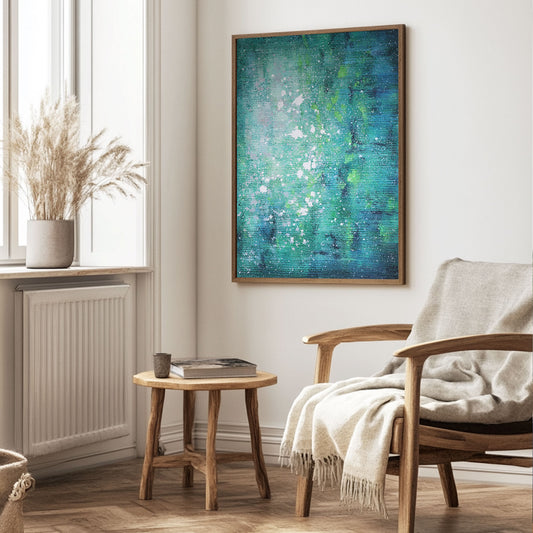 Blue Green Art | Green Abstract Art | Modern Abstract Wall Art | Canvas Art Wall Decor #DF062