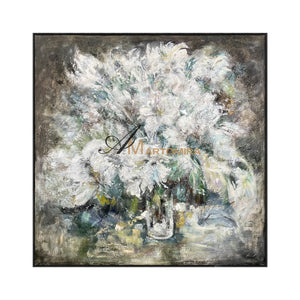 White Flower Wall Art | Abstract Painting Floral | Extra Large Floral Wall Art #NY020