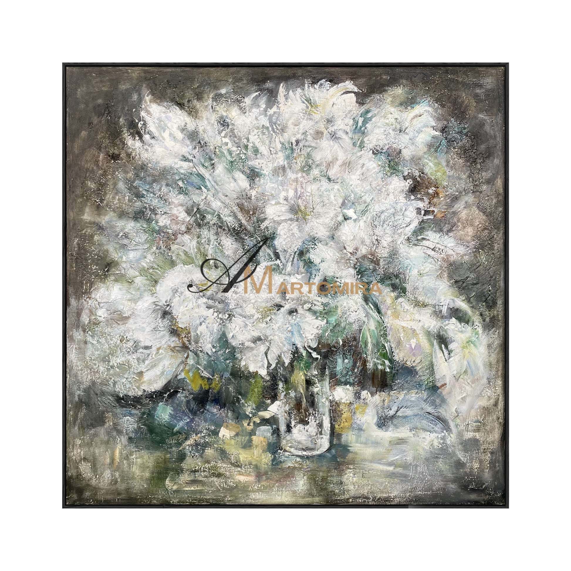 White Flower Wall Art | Abstract Painting Floral | Extra Large Floral Wall Art #NY020