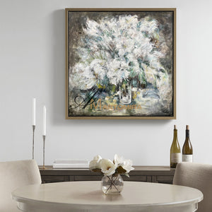 White Flower Wall Art | Abstract Painting Floral | Extra Large Floral Wall Art #NY020