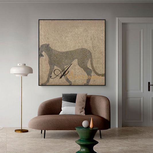 Animal Paintings | Painting Of A Leopard | Brown And Beige Wall Art | Decorative Wall Art #MF070