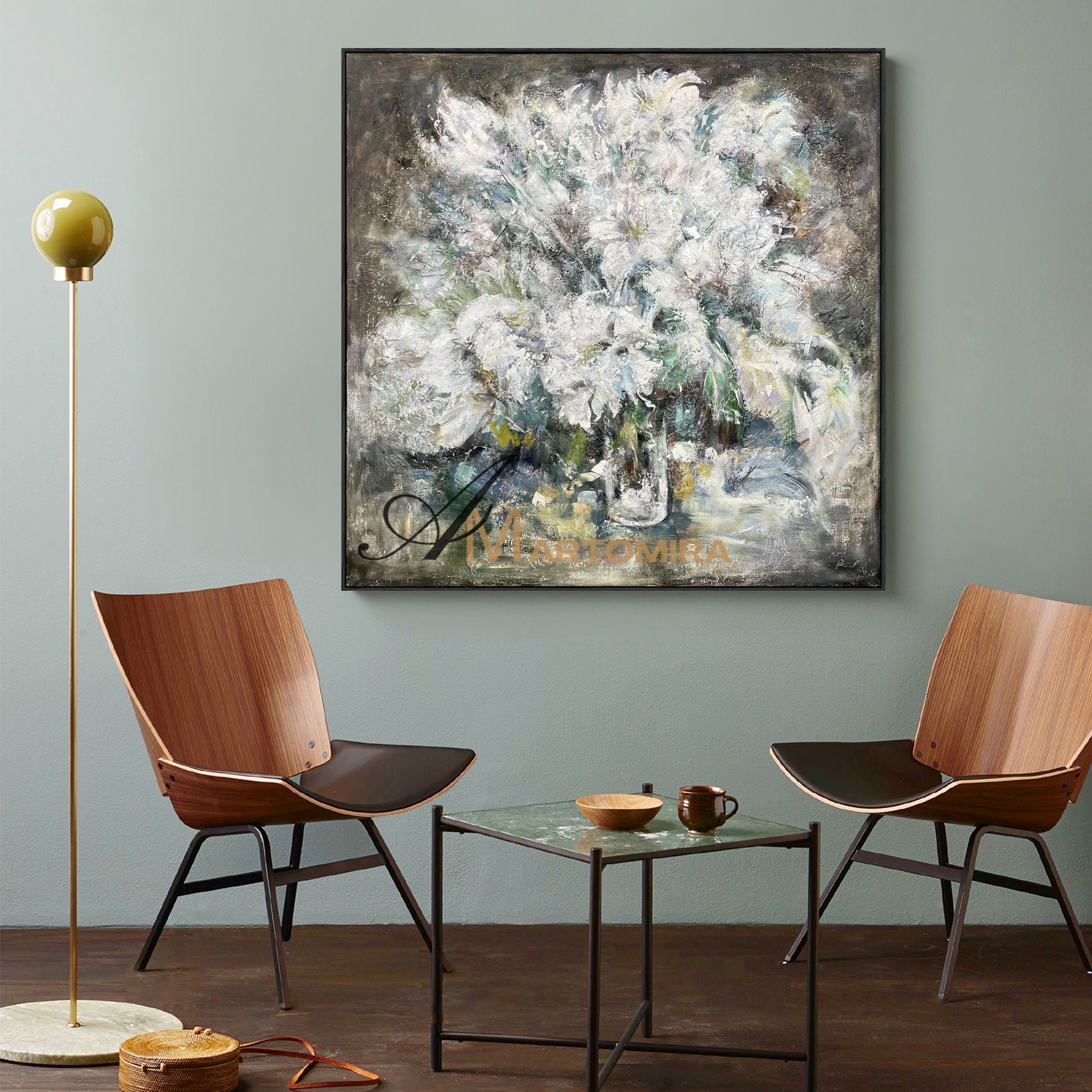 White Flower Wall Art | Abstract Painting Floral | Extra Large Floral Wall Art #NY020