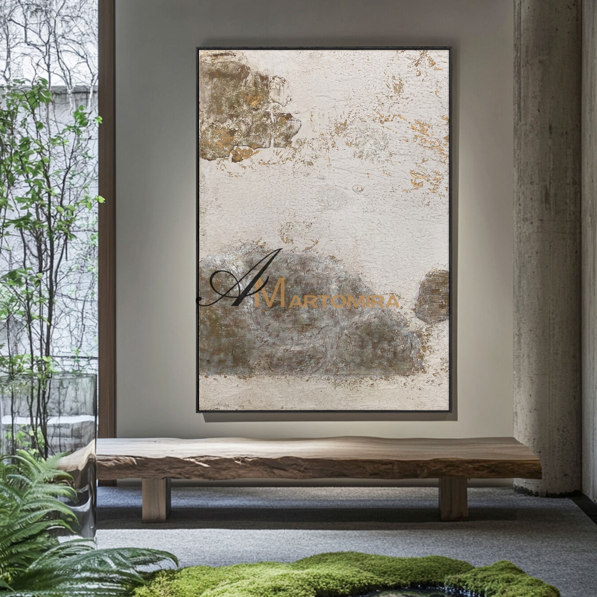 Wabi Sabi Wall Art | Gold Abstract Wall Art | Modern Abstract Wall Art | Textured Paint #NY021