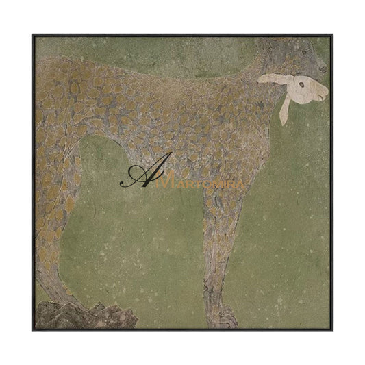 Animal Paintings | Leopard Painting | Brown And Green Wall Art | Abstract Canvas Art #MF072
