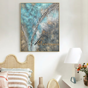 Abstract Wall Art | Blue Ocean Paintings | Abstract Oil Paintings Of Landscapes #NY022