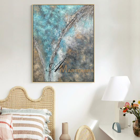 Abstract Wall Art | Blue Ocean Paintings | Abstract Oil Paintings Of Landscapes #NY022