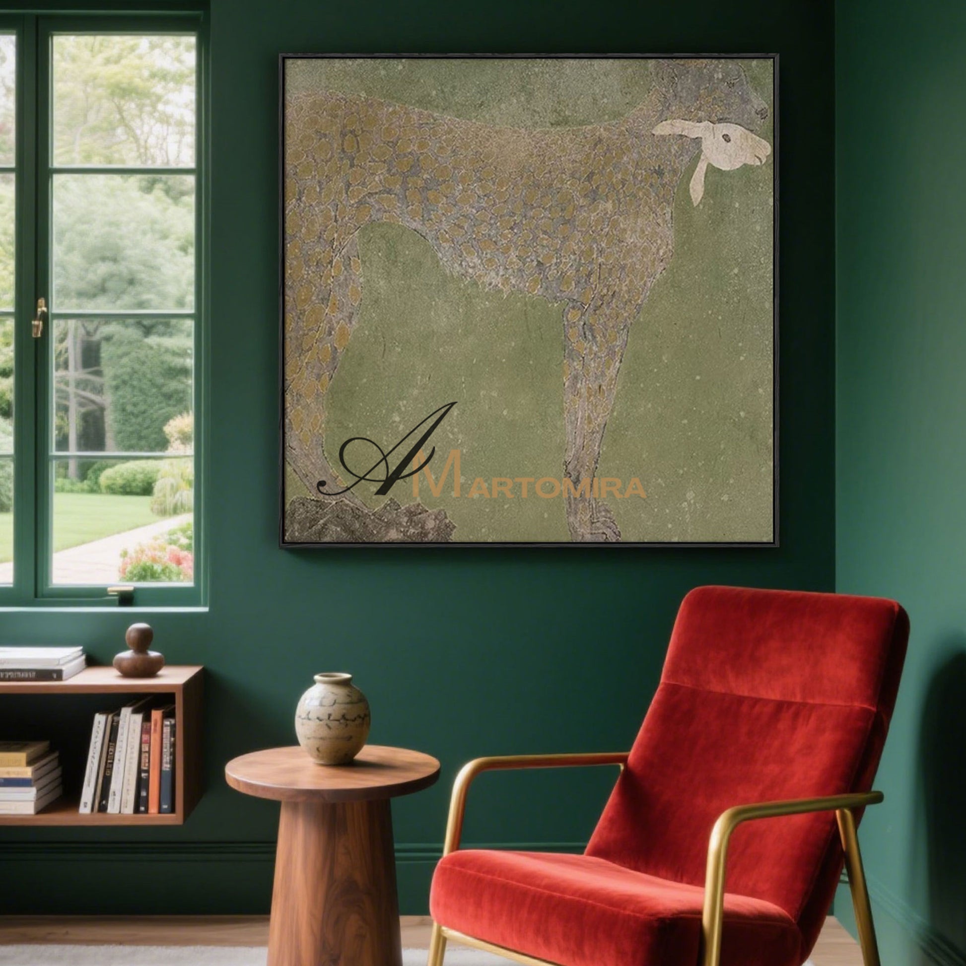 Animal Paintings | Leopard Painting | Brown And Green Wall Art | Abstract Canvas Art #MF072