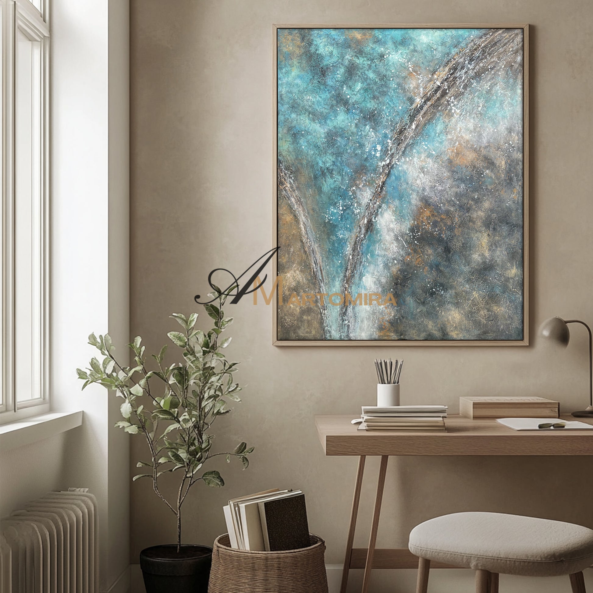 Abstract Wall Art | Blue Ocean Paintings | Abstract Oil Paintings Of Landscapes #NY022
