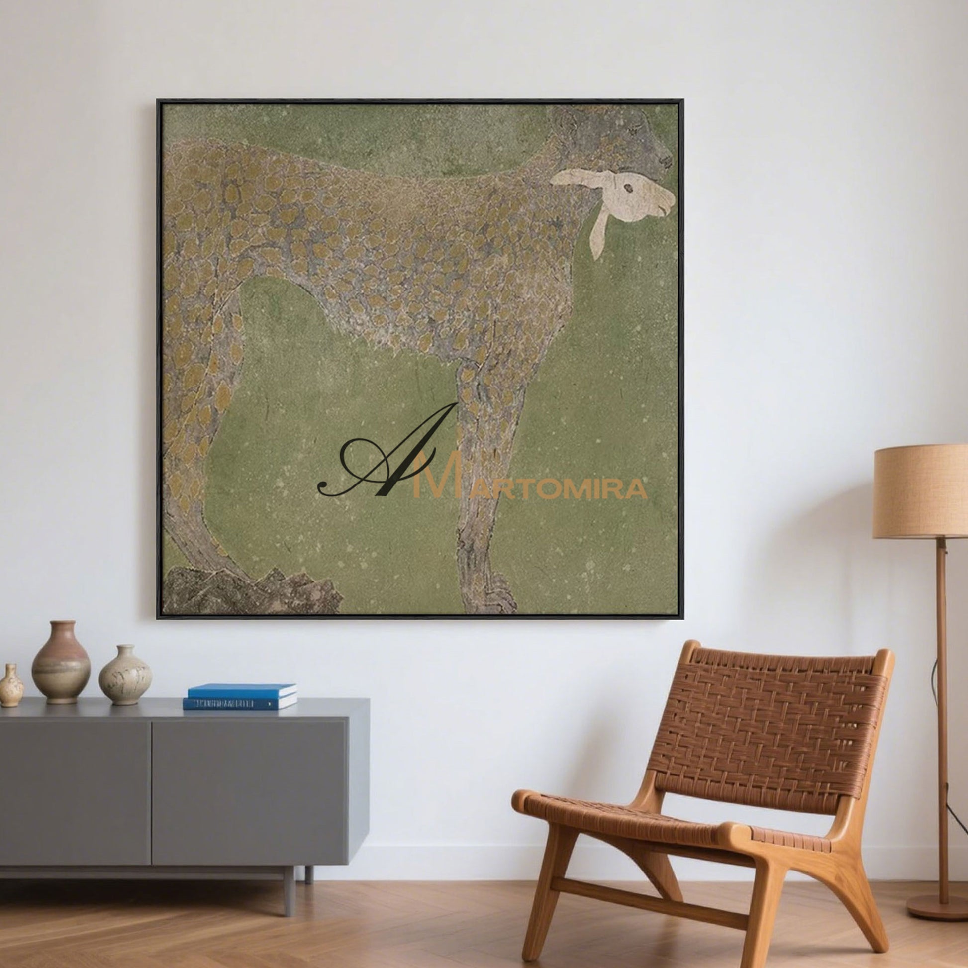 Animal Paintings | Leopard Painting | Brown And Green Wall Art | Abstract Canvas Art #MF072