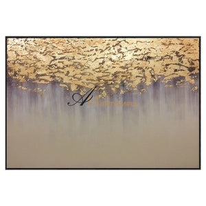 Gold Leaf Painting | Contemporary Wall Decor | Large Abstract Wall Art | Paintings For Living Room #SH001