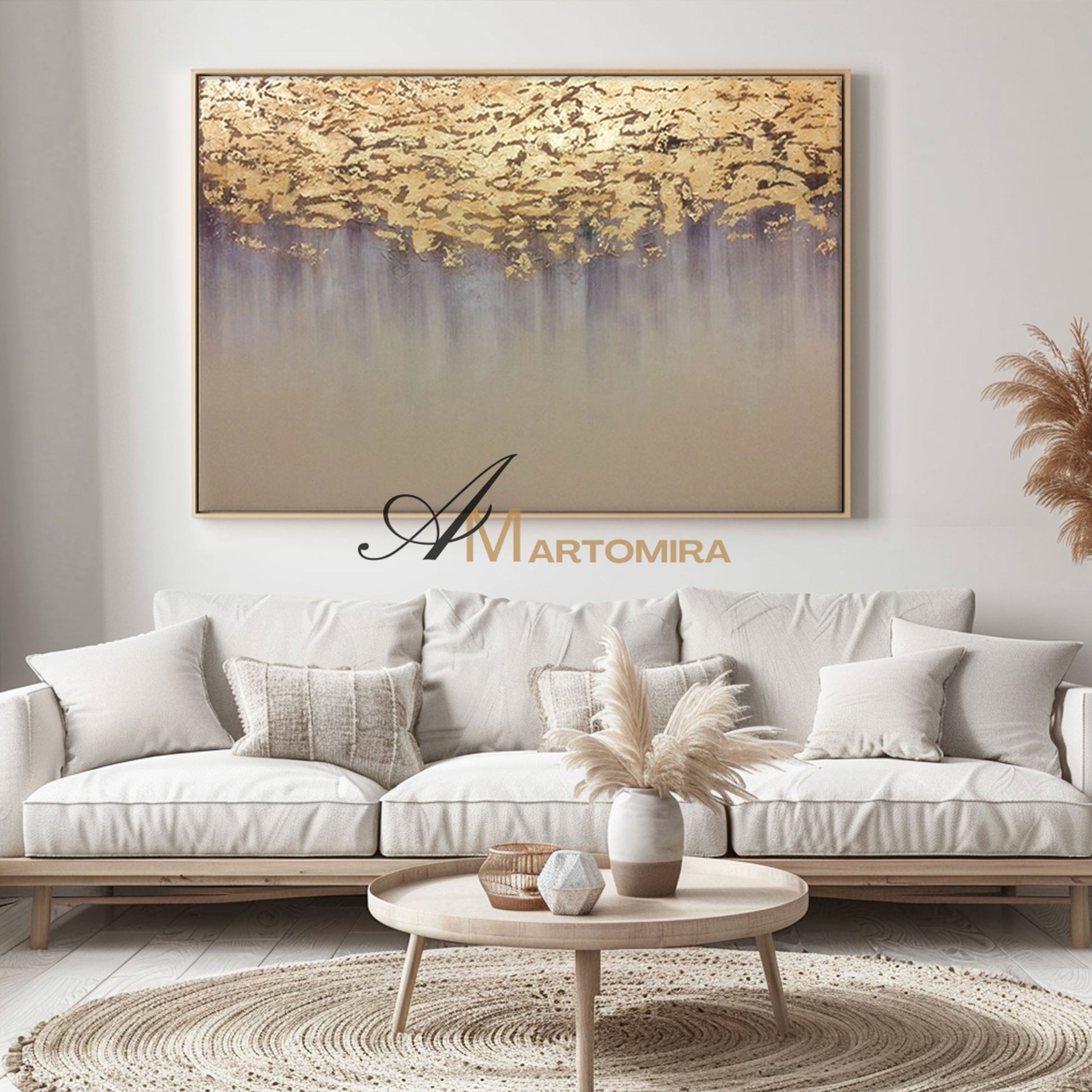 Gold Leaf Painting | Contemporary Wall Decor | Large Abstract Wall Art | Paintings For Living Room #SH001