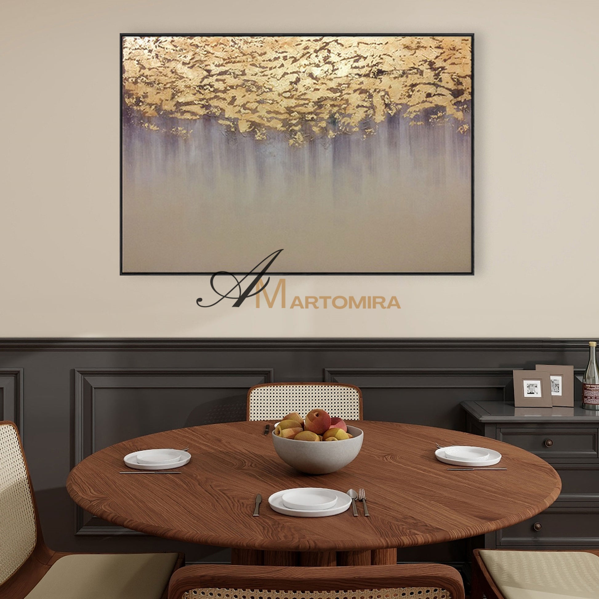Gold Leaf Painting | Contemporary Wall Decor | Large Abstract Wall Art | Paintings For Living Room #SH001