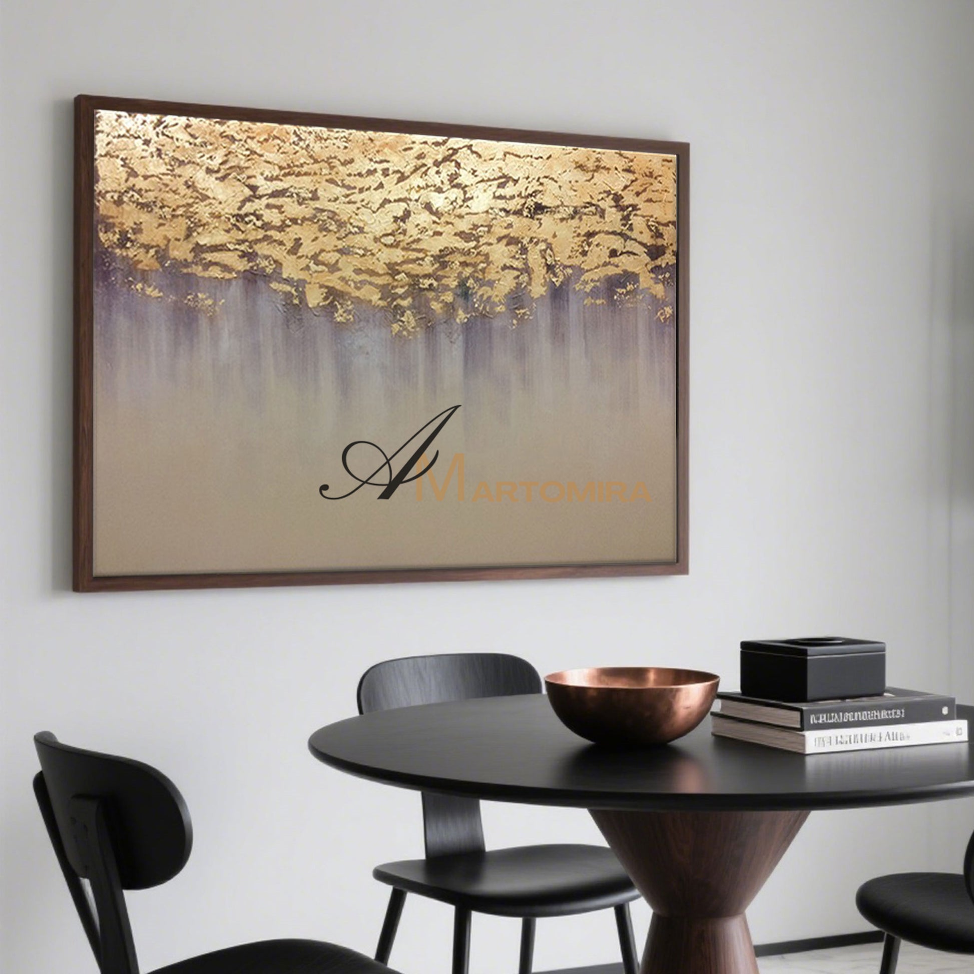 Gold Leaf Painting | Contemporary Wall Decor | Large Abstract Wall Art | Paintings For Living Room #SH001