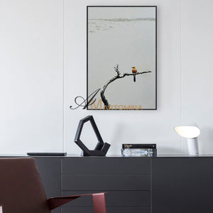 Bird Wall Art | Acrylic Landscape Painting | Large Neutral Abstract Wall Art | Modern Art #MF075