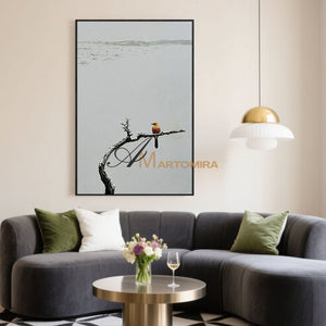 Bird Wall Art | Acrylic Landscape Painting | Large Neutral Abstract Wall Art | Modern Art #MF075