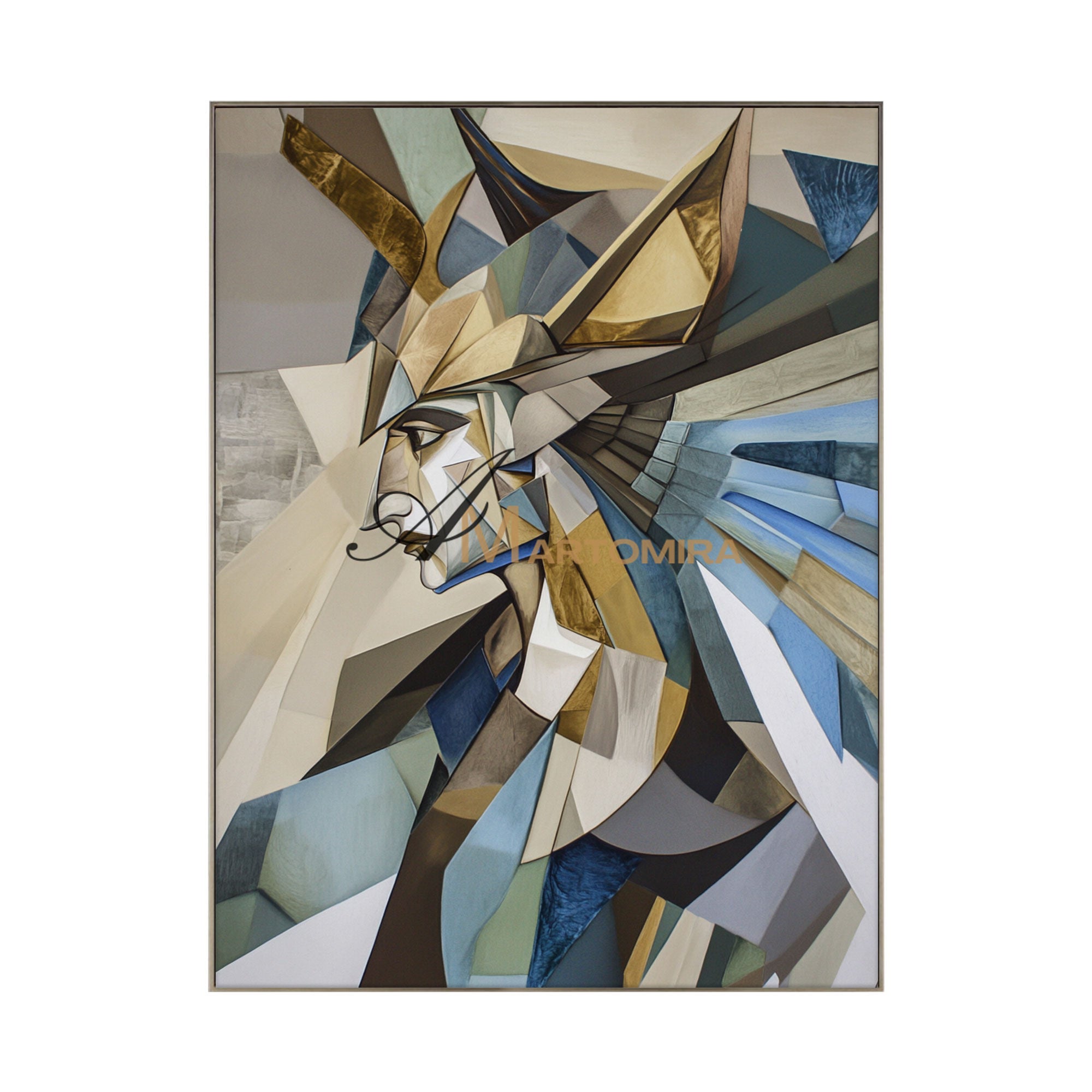 Abstraktes Porträt | Abstraktes Gemälde einer Frau | Goldene Wandkunst | Moderne abstrakte Gemälde #AP023