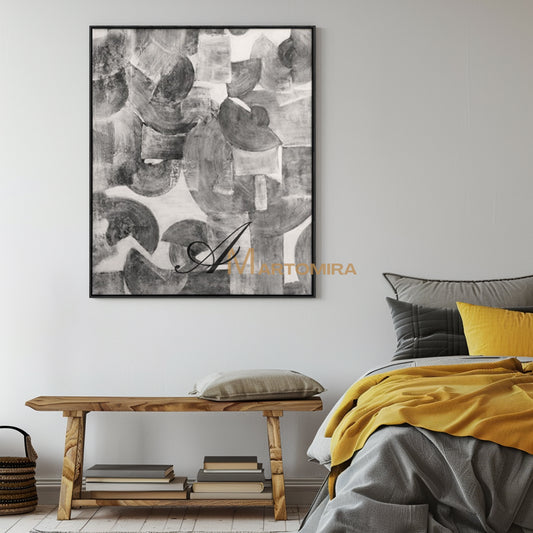 Canvas Paint | Modern Abstract Wall Art | Black And White Abstract Painting | Abstract Geometric Art #SH003
