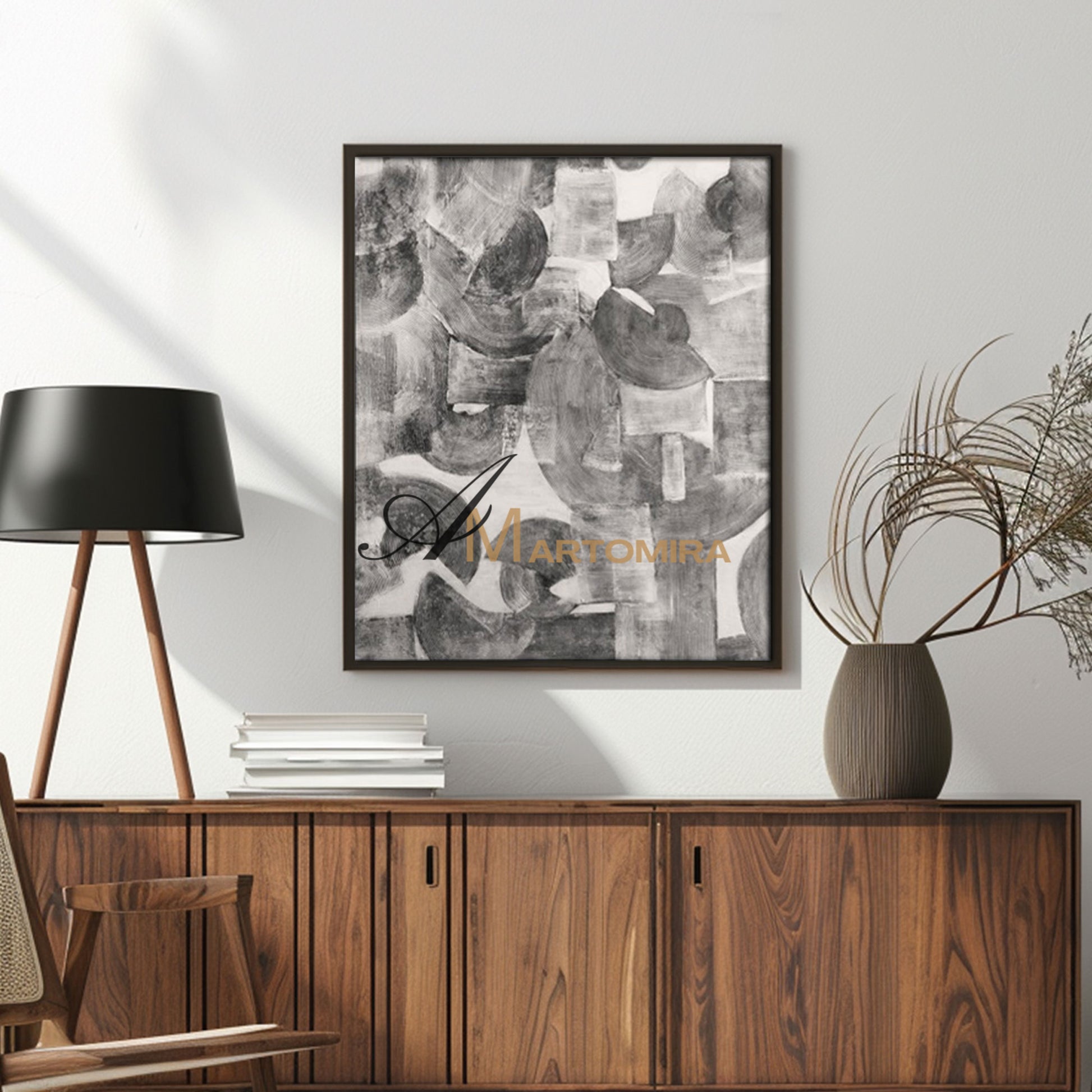 Canvas Paint | Modern Abstract Wall Art | Black And White Abstract Painting | Abstract Geometric Art #SH003