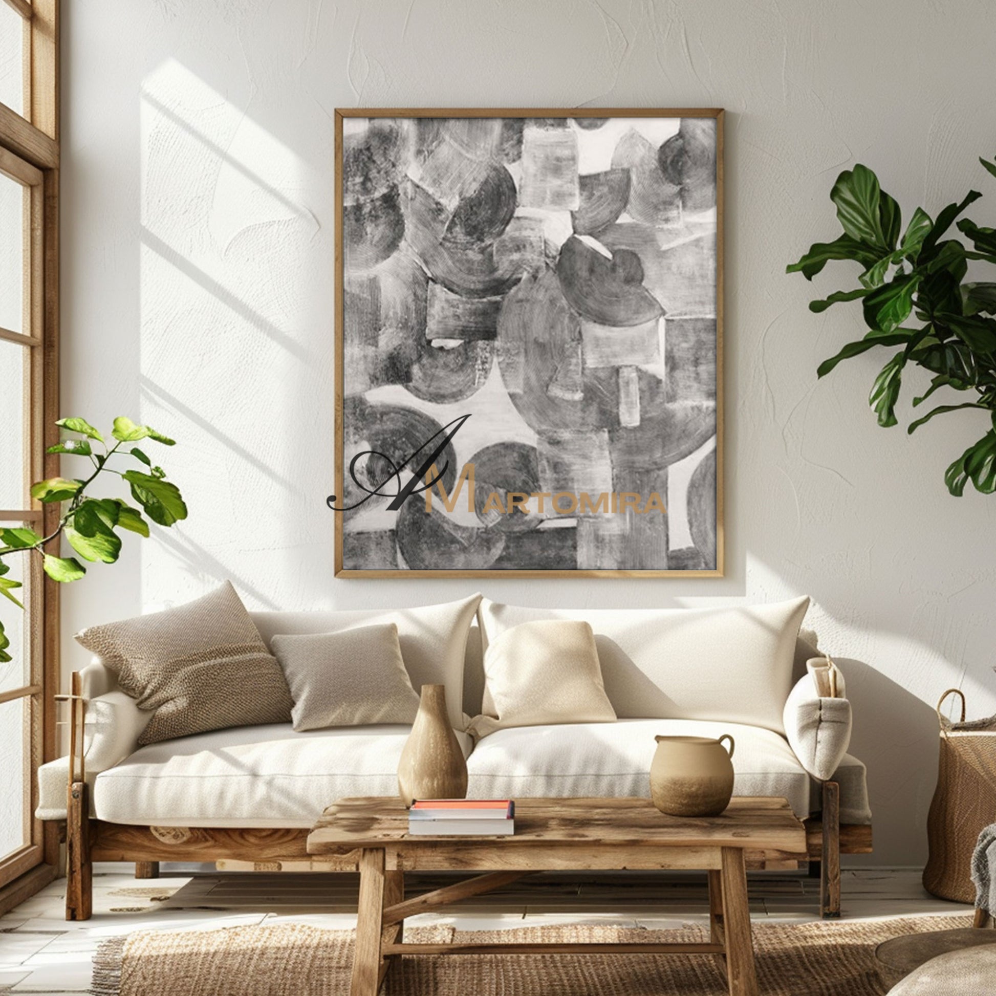 Canvas Paint | Modern Abstract Wall Art | Black And White Abstract Painting | Abstract Geometric Art #SH003