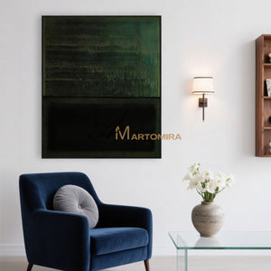Abstract Art Paintings | Minimalist Abstract Art | Black And Green Wall Art| Modern Abstract Wall Art #MF076
