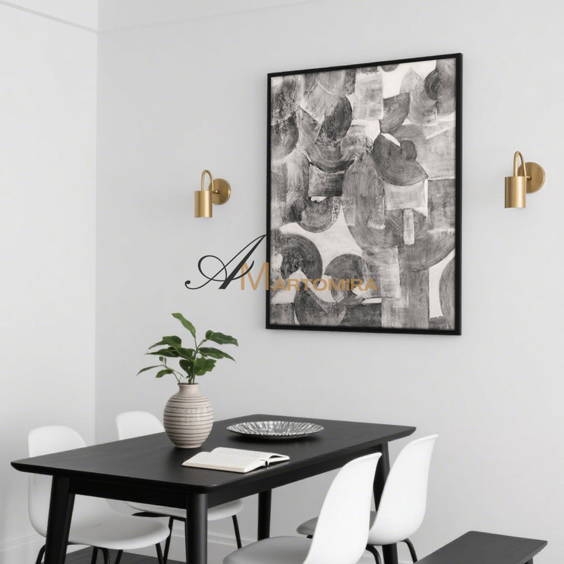 Canvas Paint | Modern Abstract Wall Art | Black And White Abstract Painting | Abstract Geometric Art #SH003