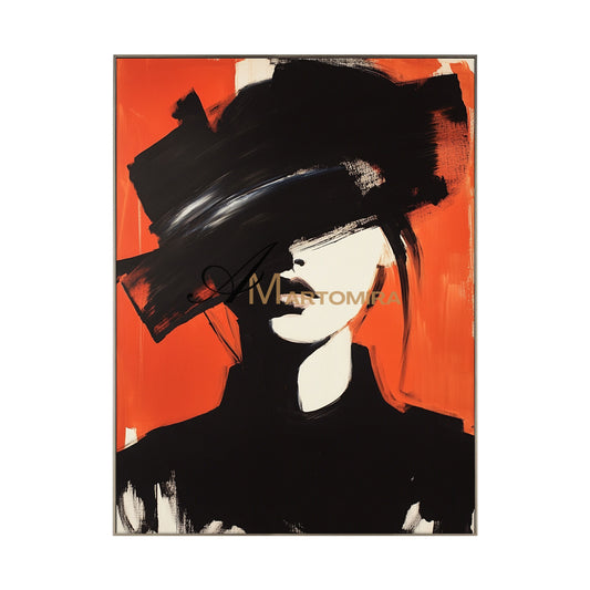 Women Painting | Portrait Woman | Red Black And White Wall Art | Canvas Wall Decor #AP024